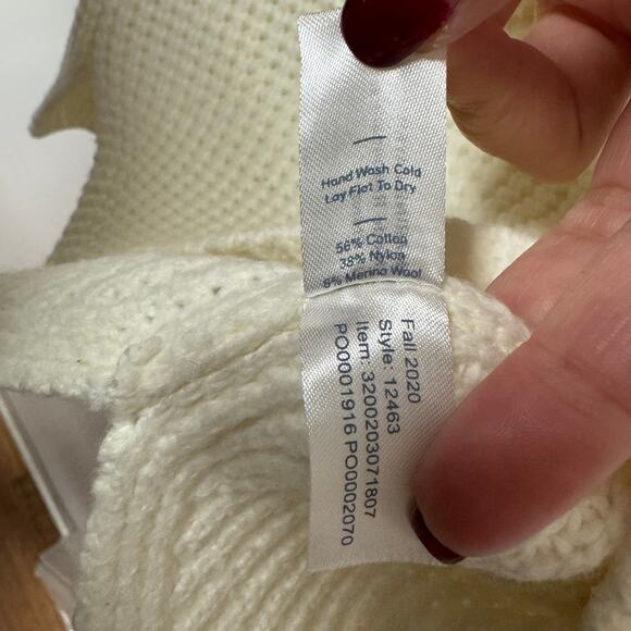 Marine Layer Delaney Raglan Striped Waffle Knit Sweater Cream Red Pink Size XS - Picture 4 of 9